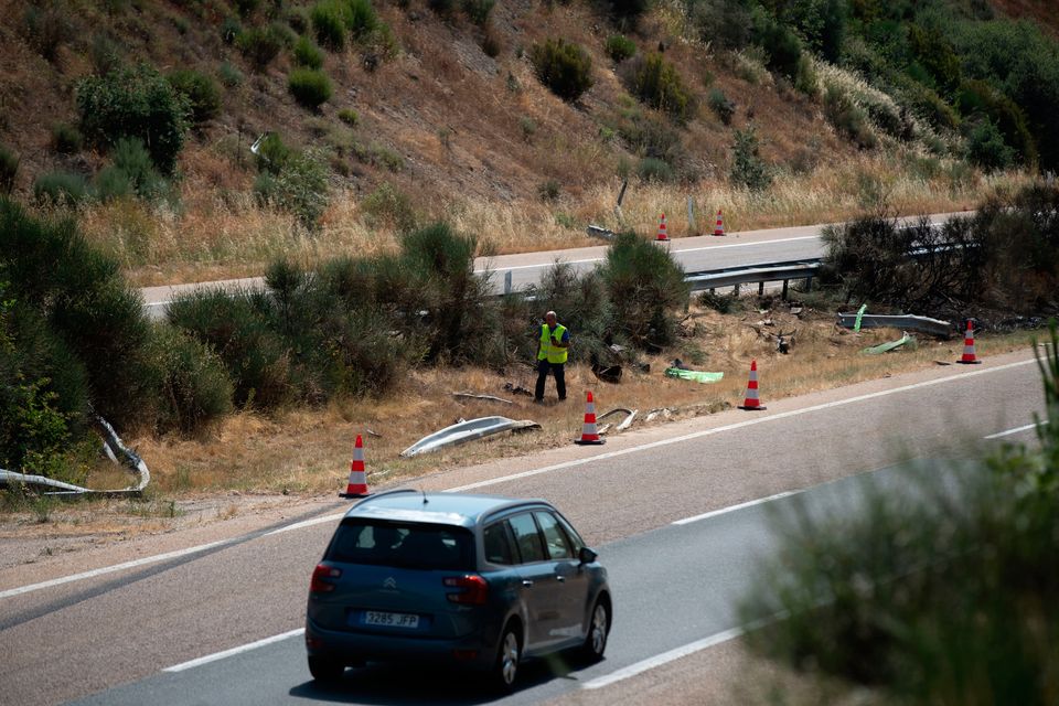 The section of road in Zamora, Spain, where Diogo Jota and his brother, Andre Silva, died in a car crash. Photo: PA