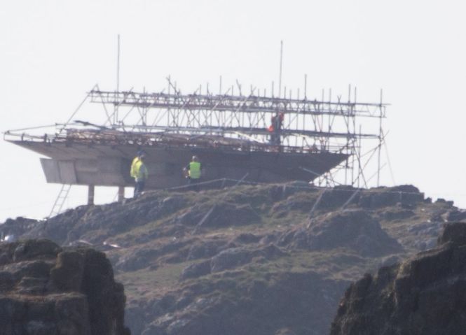 Eddie Gallen, a specialist in extreme scaffolding, who assembled the famous  Star Wars spaceship, the Millennium Falcon, at Malin Head in Donegal, seen  here at his office outside Strabane with a toy