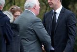 thumbnail: Niall Quinn is offered condolences at the funeral of his father Billy Quinn at St Marys Church, Killenaule, Co. Tipperary