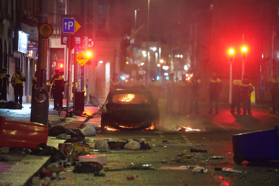 The scene on Parnell Street in Dublin city centre after violent scenes (Brian Lawless/PA)