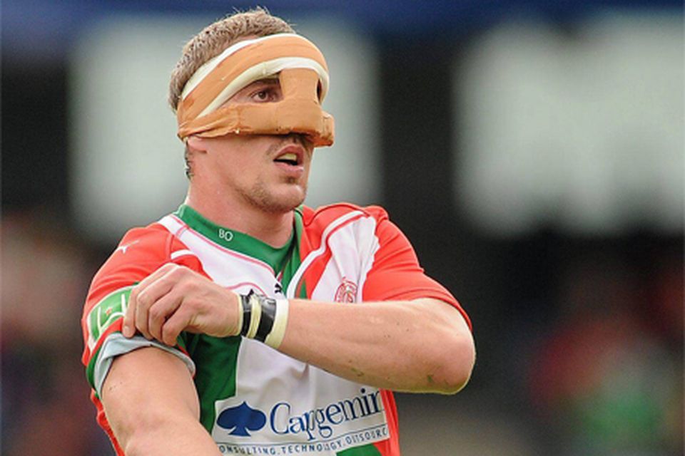 Biarritz captain Imanol Harinordoquy wearing a mask during his side's defeat of Munster in the semi-finals of the Heineken Cup
