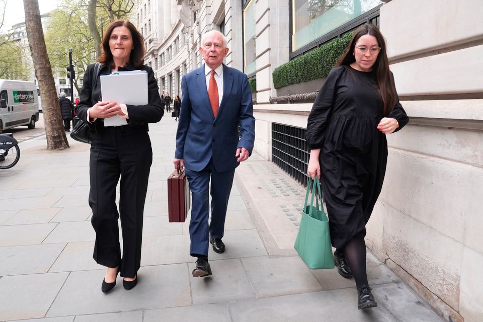 Former chair of Post Office Ltd Michael Hodgkinson leaves after testifying to the inquiry in London. Photo: PA