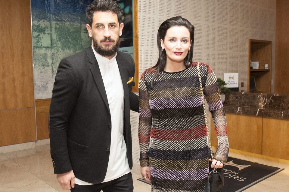 Paul Galvin and Louise Duffy, during the ninth annual Bord Gais Energy Irish Book Awards 2014 at the The Double Tree by Hilton Hotel, Dublin
