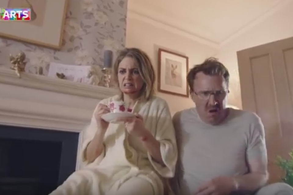Jason Byrne and Amy Huberman starring in The Rug. Photo: Sky Arts