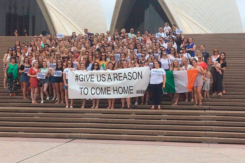 Irish nurses held a demonstration in Sydney today after of the upcoming strikes
Photo: Support for Nurses, Midwives and Frontline Staff in Ireland/Facebook