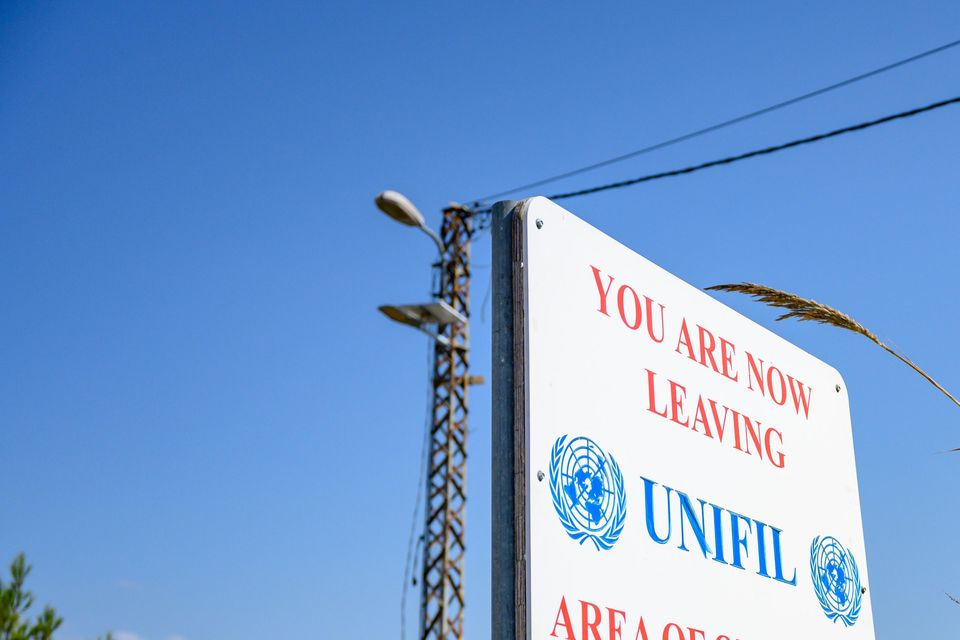A sign marks the northern operational boundary of United Nations Peacekeepers of the UNIFIL force. Photo by Scott Peterson/Getty Images