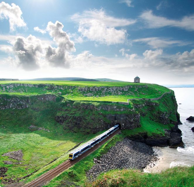 The Derry to Coleraine railway, with Mussenden Temple. Photo: Tourism Northern Ireland