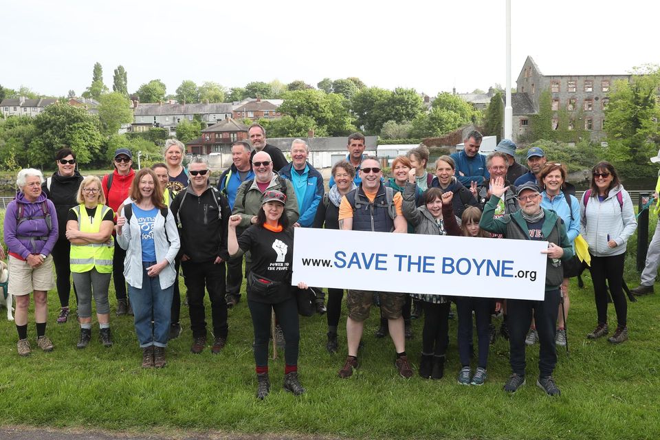 Walkers gathered in St. Dominicâ€™s Park in Drogheda ahead of their walk to Navan as part of the Save The Boyne campaign.