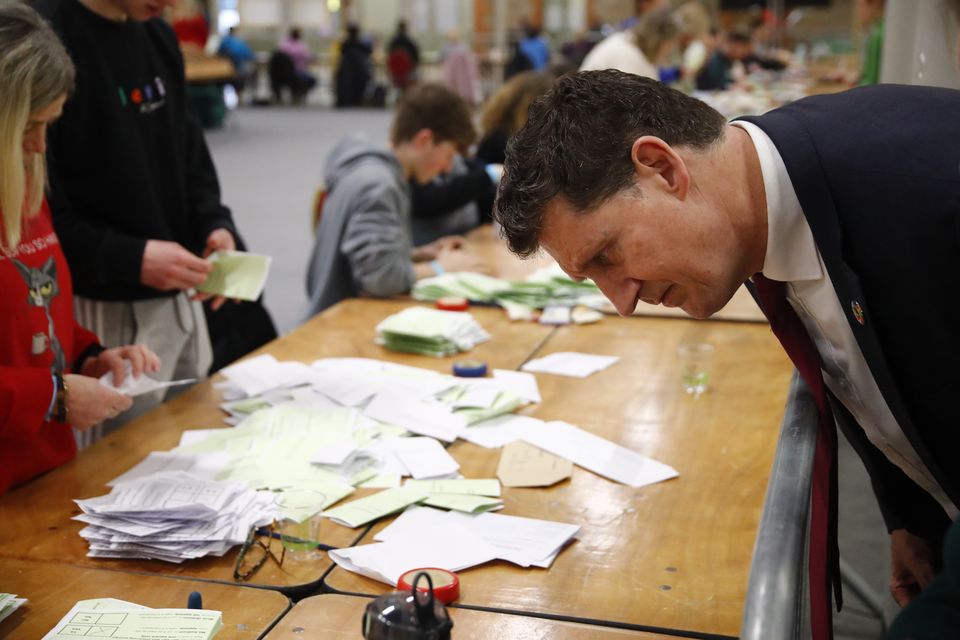 Transport minister Eamon Ryan as counting for the twin referenda to change the Constitution on family and care continues at the Royal Dublin Society in Dublin (RDS) in Dublin. PIC: PA, Saturday March 9, 2024.