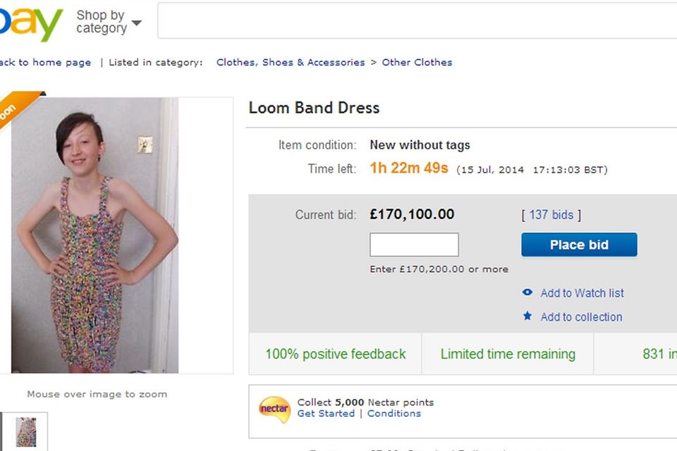 Loom bands dress finally sells, but for only £220, The Independent