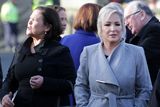 thumbnail: Sinn Féin leader Mary Lou McDonald and Northern Ireland First Minister Michelle O'Neill arrive at St Peter and Paul's Church in Dunboyne for John Bruton's funeral mass. Picture by Gerry Mooney