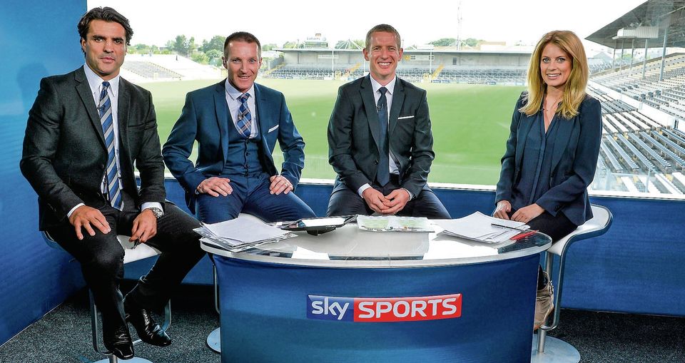 From left: Sky Sports presenter Brian Carney with hurling analysts Jamesie O’Connor and Ollie Canning, and GAA anchor Rachel Wyse