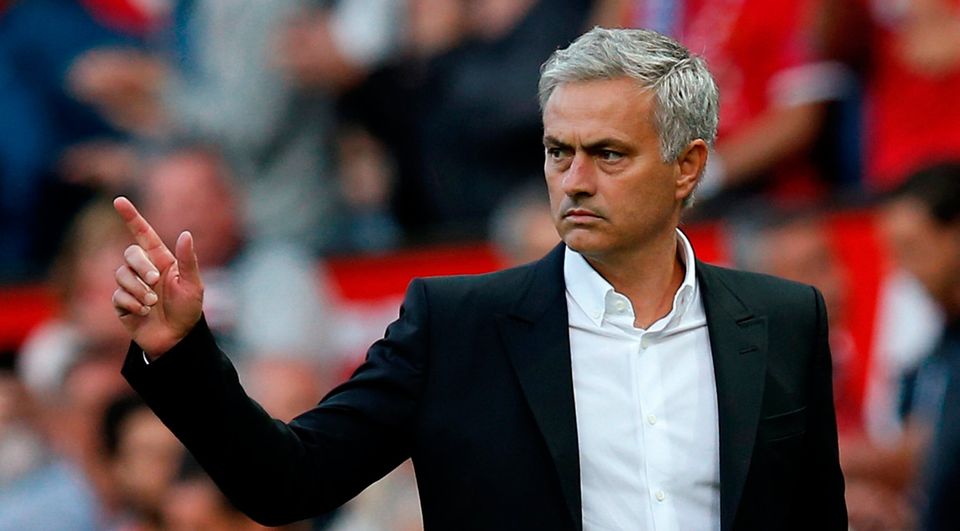 Manchester United manager Jose Mourinho celebrates at the end of the match. Photo: Andrew Yates/Reuters