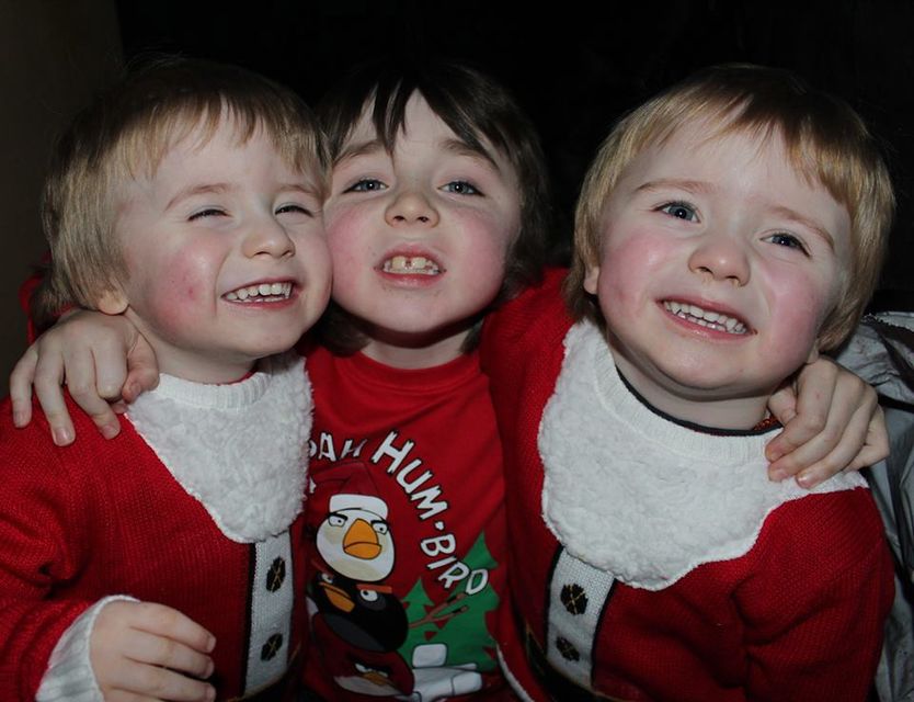 Archie (8) (centre) with twin brothers George & Isaac Naughton (3) - all the boys have been diagnosed Duchennes Muscular Dystrophy (DMD).