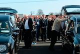 thumbnail: Father of Jordan and Holly Jamie Sommers, right, standing between their hearses after the funeral. Funeral of victims of Clondalkin fire. St. Anne's Church, Shankill, Dublin. Picture: Caroline Quinn