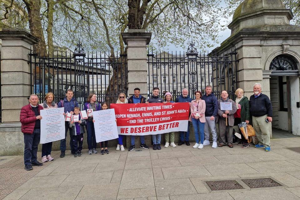 The protest took place outside the Dáil 