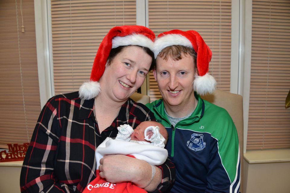 Denise and Joe Dolan from Sallins, Co. Kildare hold their new son