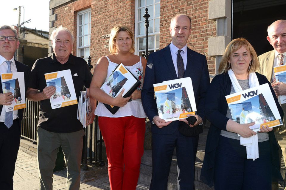 Anthony Abbott King senior planner, Cllr Frank Godfrey, Cllr Joanne Byrne, Mayor Pio Smith , Joan Martin CEO Louth Council and Frank Pentony Director of Services Louth County Council at the Launch of the Westgate Vision Plan.