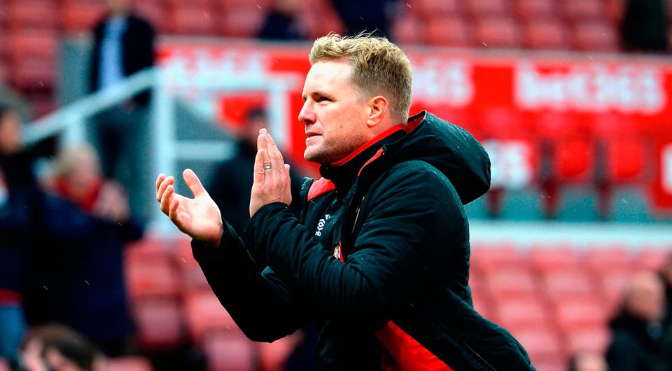 Bournemouth manager Eddie Howe applauds the fans at the end of the game  Photo: Getty