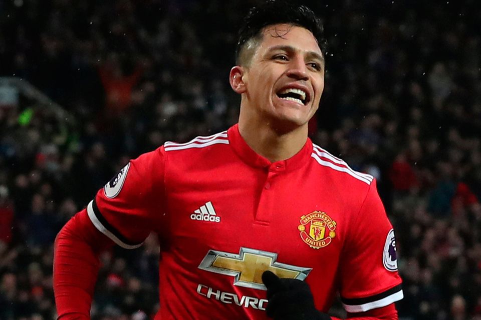 Alexis Sanchez celebrates after scoring his first Manchester United goal. Photo: Scott Heppell/Reuters