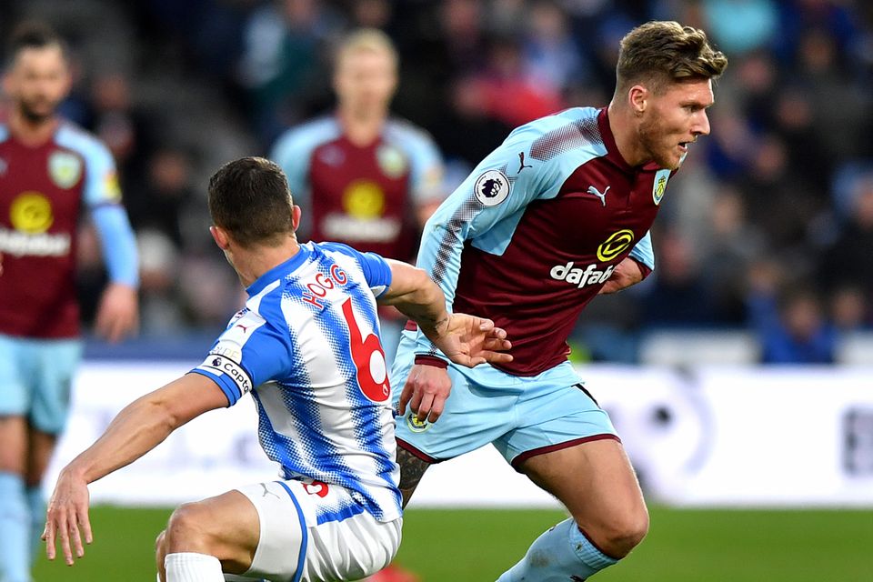 Jeff Hendrick, right, was on the wrong end of a controversial penalty decision at Huddersfield