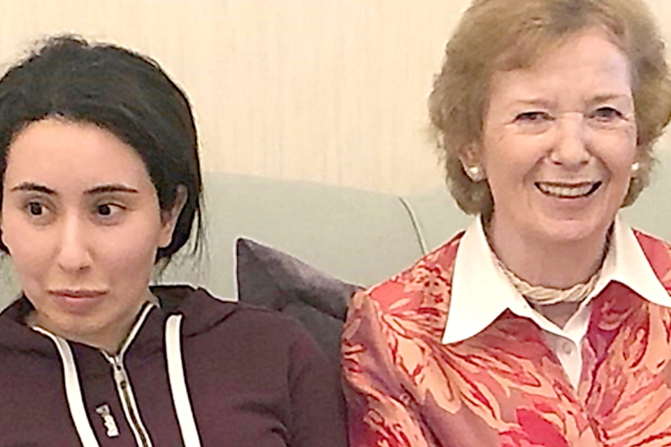 Controversy: Mary Robinson, right, met Princess Sheikha Latifa in Dubai
