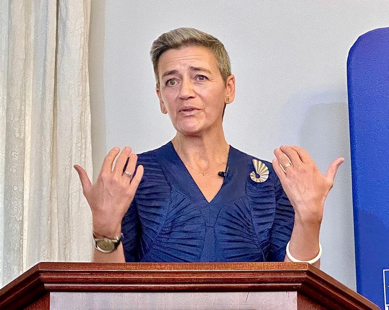 Competition and Digital Commissioner Margrethe Vestager, speaking at the Institute of International and European Affairs. Photo: Adrian Weckler