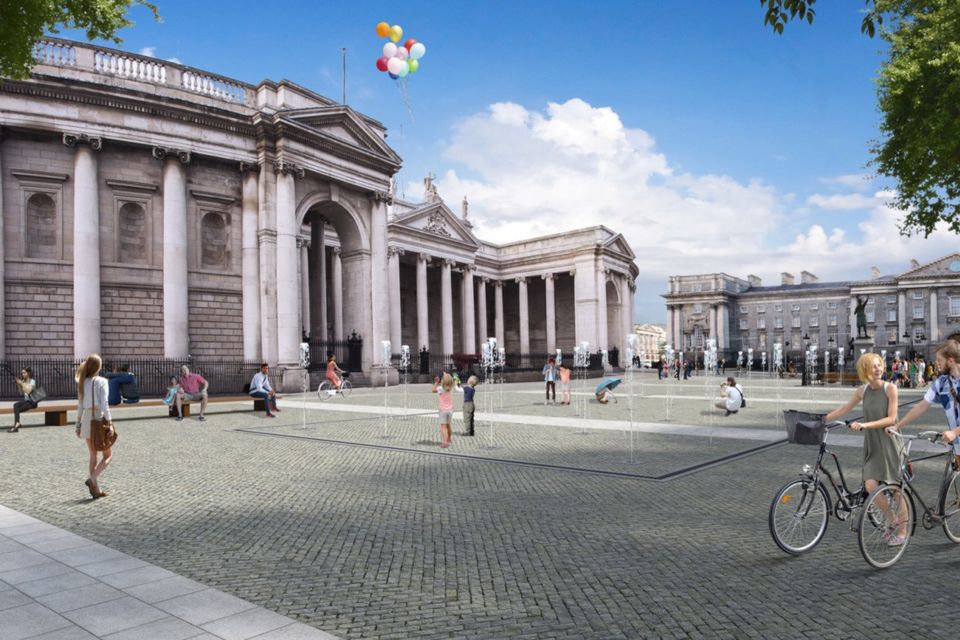 An artist’s impression of a pedestrianised College Green plaza. Photo: Dublin City Council/PA