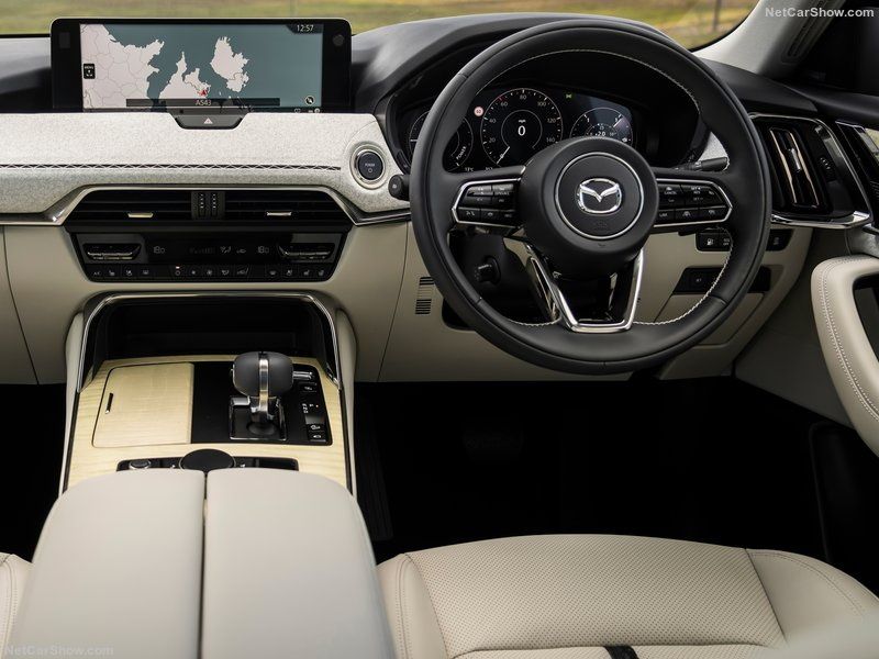 The Mazda CX-60 cabin is bedecked in the most sumptuous ivory leather.