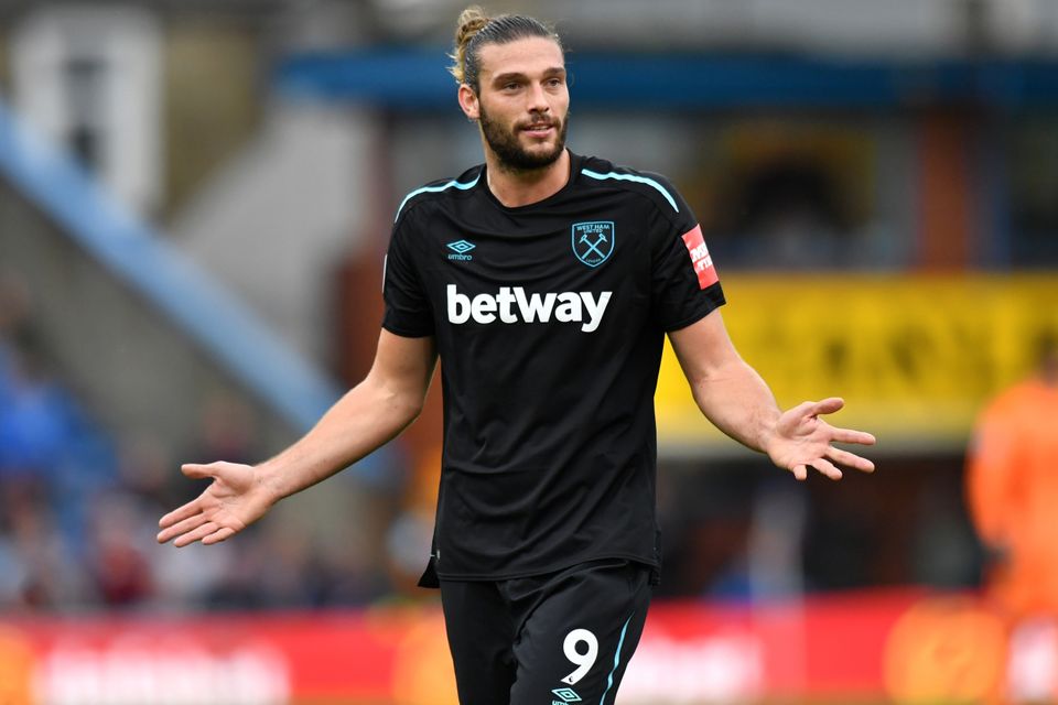 Andy Carroll, pictured, was criticised by manager Slaven Bilic after being sent off at Burnley