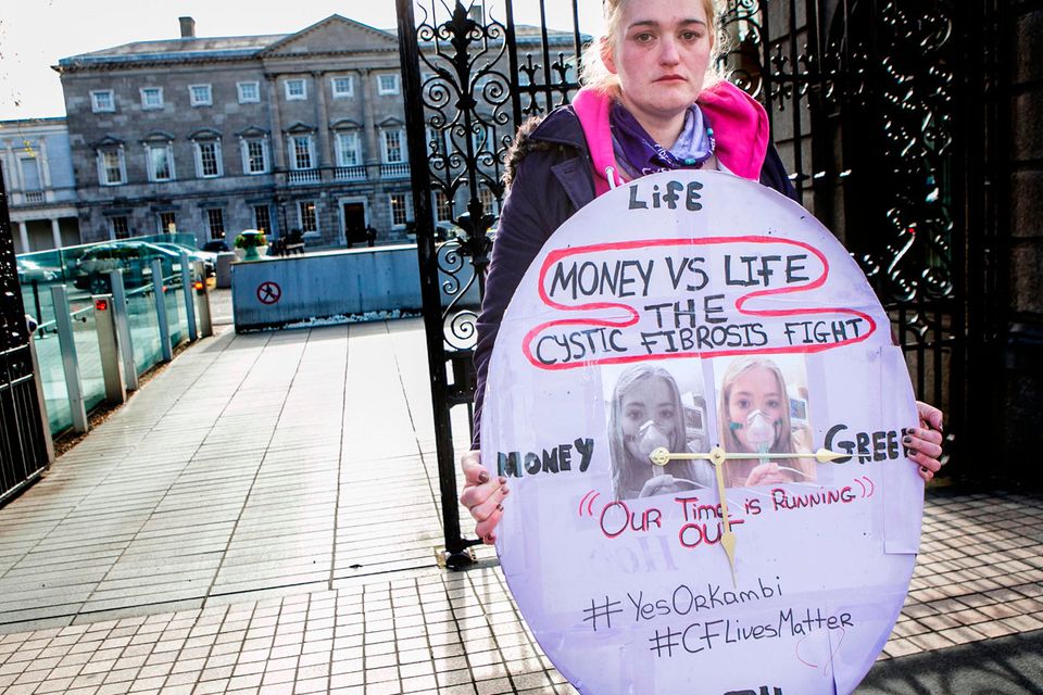 Hazel Robinson pictured camping out outside the Dáil. Photo: Kyran O'Brien
