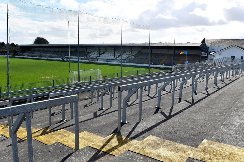 EMPTY: St Conleth’s Park in Newbridge, Kildare at the time on Sunday when Kildare should have been playing against Cavan in a National Football League Division 2. Photo: Piaras Ó Mídheach/Sportsfile