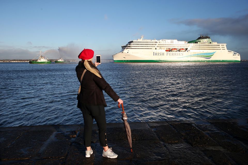 The new Irish Ferries ship W.B.Yeats on its arrival into Dublin Port. Photo: Leon Farrell/Photocall Ireland.