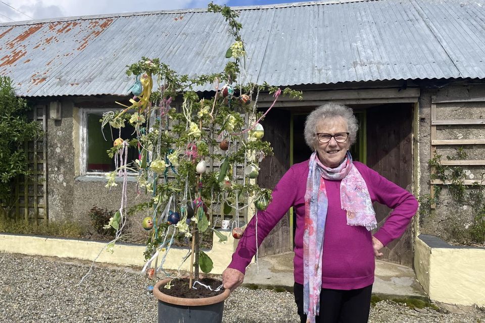 The late Marie Coleman of Curragraigue, Ballindaggin pictured with her May Bush in 2023. 