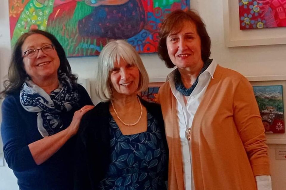 Trudi Doyle, Marja van Kampen and Mary Clare Nolan at Marja's art exhibition in ArtBank in Bunclody.