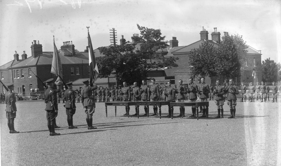 National Army - Commissioning of Volunteer Cadets. Commissions Ceremony taking place. 1935 (Part of the NPA/Independent Newspapers Collection)