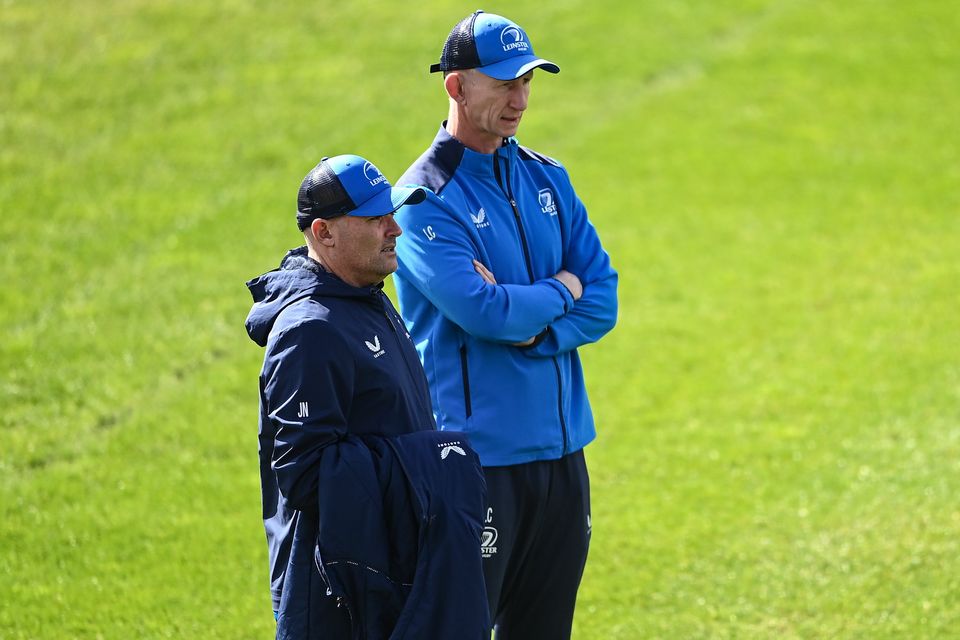 Leinster head coach Leo Cullen (right) with senior coach Jacques Nienaber.