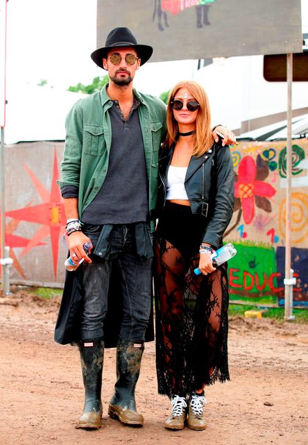 Hugo Taylor and Millie Mackintosh are seen backstage at the Glastonbury Festival, at Worthy Farm in Somerset. Picture: Yui Mok/PA Wire
