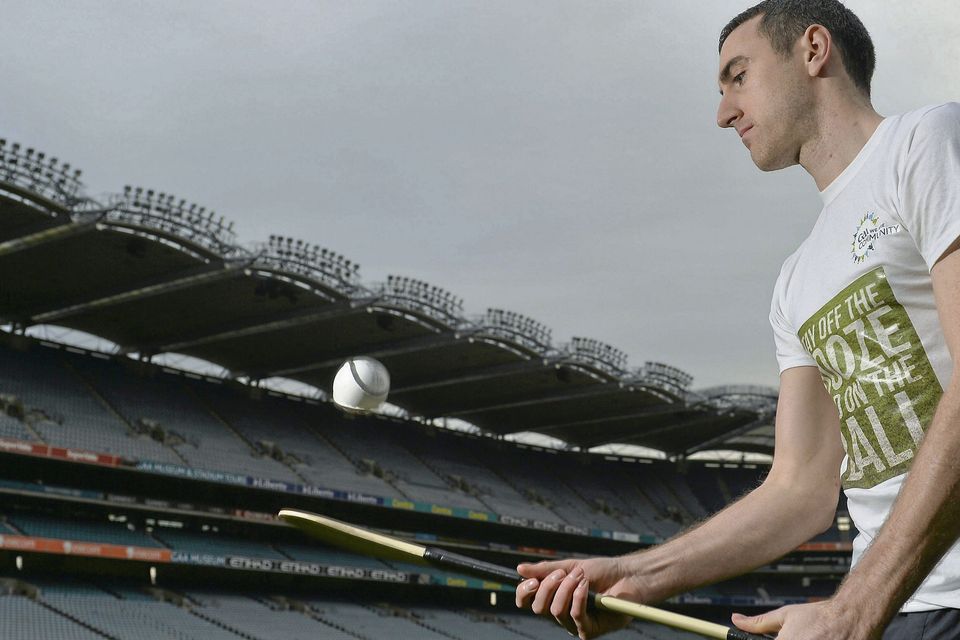 Dublin hurler Peter Kelly at the 2014 "Off the Booze, on the Ball" launch. Croke Park, Dublin. Picture credit: Ramsey Cardy / SPORTSFILE