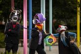thumbnail: At Fitzgerald's Park launching the Cork City Culture Night programme of events for 2021 are (L to R) performers from Cork Puppetry Company, Alex Hindmarsh as the Horse, Noelle O'Regan as the Eagle, and Natasha Bourke as the Fish. Photo: Cathal Noonan