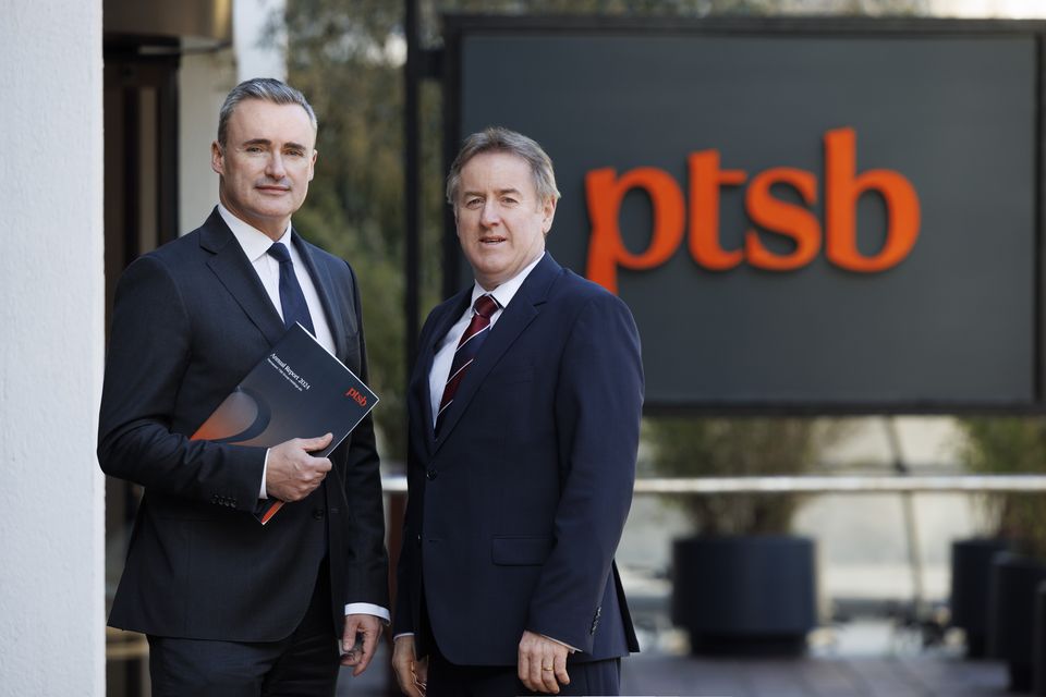 PTSB chief financial officer Barry D'Arcy and chief executive Eamonn Crowley