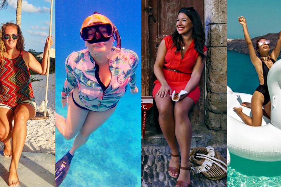 Four Irish women reveal what it's really like to be a travel blogger - and it will surprise you (L-R) Janet Newenham (@janetnewenham), Tara Povey (@whereistarablog), Nadia El Ferdaoussi (@nadia_dailyself) and Siobhan McAuley (@they.wanderlust). Images: Instagram (see brackets)