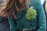thumbnail: March 2014: Kate Middleton during the St Patrick's Day parade at Mons Barracks in Aldershot in a recycled Hobbs coat and Gina Foster headpiece