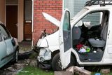 thumbnail: Scene of an overnight crash near the entrance to Beaumont Hospital  where a White Van crashed into a house injuring one man