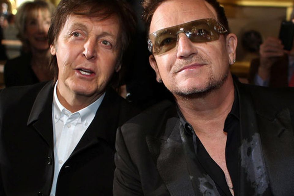Proud dad Paul McCartney brought his pal Bono to view his daughter Stella’s Autumn/Winter 2013 ‘ready to wear’ collection at the Paris Fashion Show