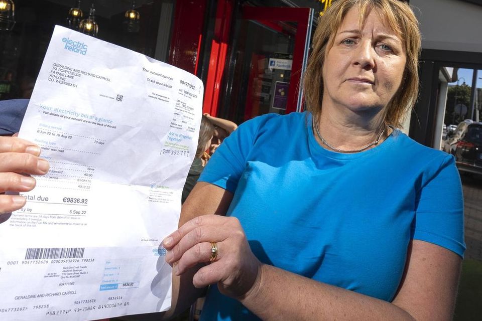 Geraldine Dolan of the Poppy Fields Cafe in Athlone, Co Westmeath, with an electricity bill for almost €10,000 last September. Photo: Tom O'Hanlon