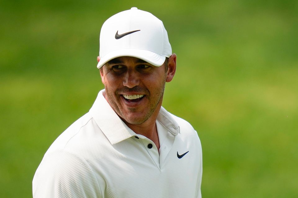 Brooks Koepka smiles on the second hole during the final round of the PGA Championship golf tournament at Oak Hill Country Club on Sunday, May 21, 2023, in Pittsford, N.Y. (AP Photo/Seth Wenig)