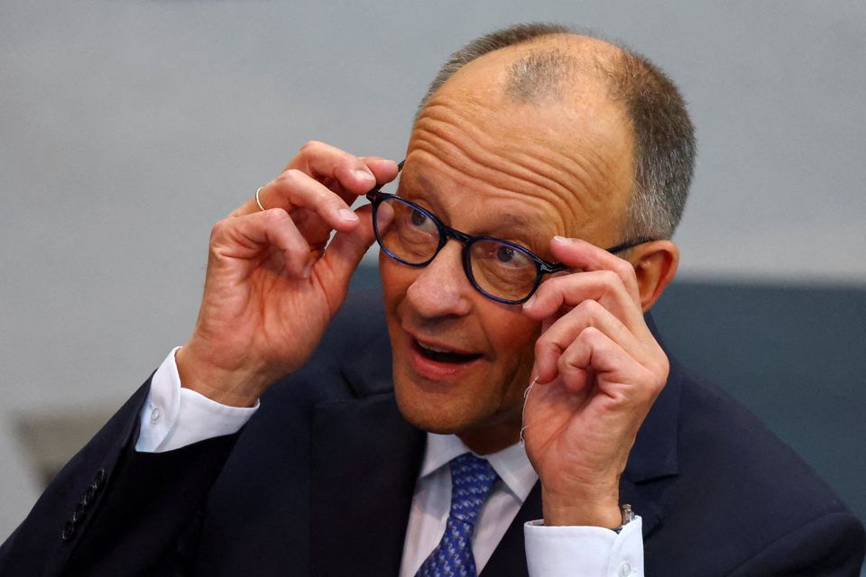 Designated Chancellor Friedrich Merz of the Christian Democratic Union (CDU) reacts on the day of a session of the German lower house of parliament Bundestag, to elect the new German chancellor, in Berlin, Germany May 6, 2025. REUTERS/Fabrizio Bensch     TPX IMAGES OF THE DAY     