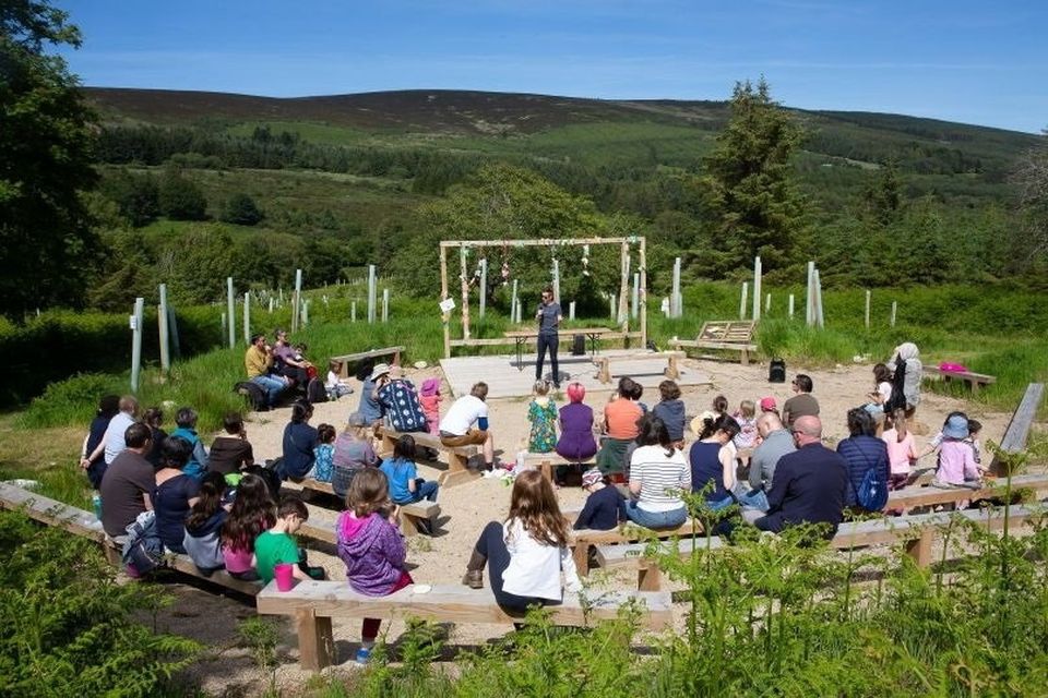 Author Shane Hegarty speaking to the audience at the 2019 Shaking Bog Festival.