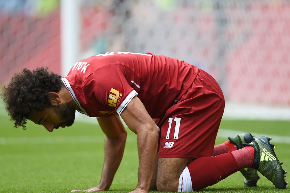Liverpool's Mohamed Salah celebrates scoring